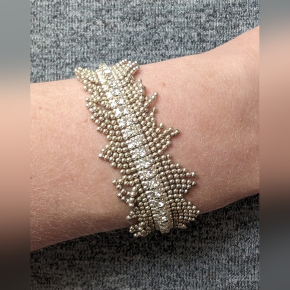 Nolan Miller Dazzling Fringe Bracelet, Silver Toned with Rhinestones - Picture 2 of 2